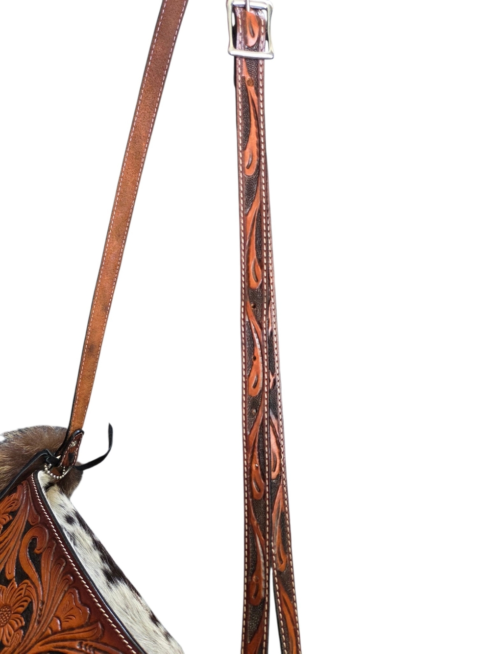 Rafter T Hair On Hide Cowhide Western Cowgirl Rodeo Fringe Crossbody Purse - Picture 4 of 7